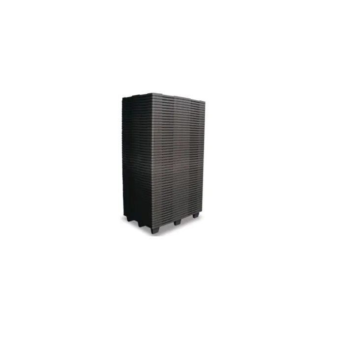 Produktbild von Sunbox LP1208 Leichte Kunststoffpalette – 120 X 80 Cm, 9 Kufen, Schwarz, Lebensmittelgeeignet, Stapelbar