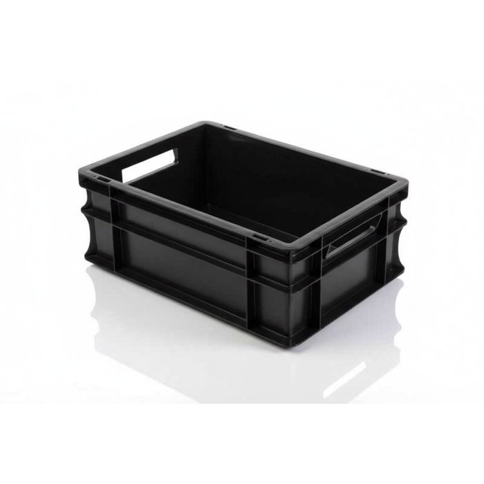 Stapelbarer Euronorm Behälter 40x30x17cm, Inhalt 15 Liter, Schwarz, RE-PP., NORAH Plastics