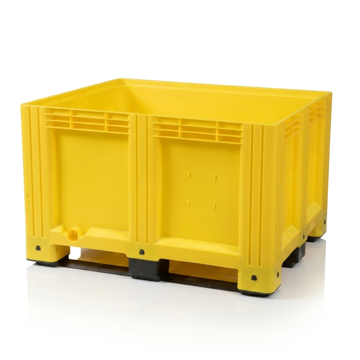 Gelbe Palettenbox 120x100x78cm, 3 Kufen, Inhalt 610 Liter, HDPE, NORAH Plastics Gelbe Palettenbox 120x100x78cm, 3 Kufen, Inhalt 610 Liter, HDPE, NORAH Plastics