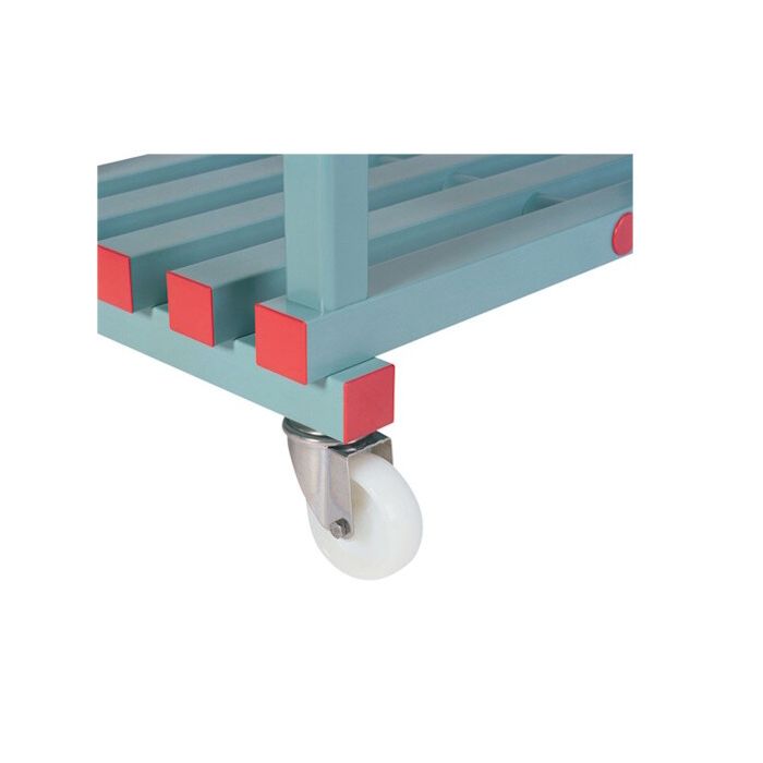 Edelstahl-Radsatz, Mobile Version des Regals, NORAH Plastics
