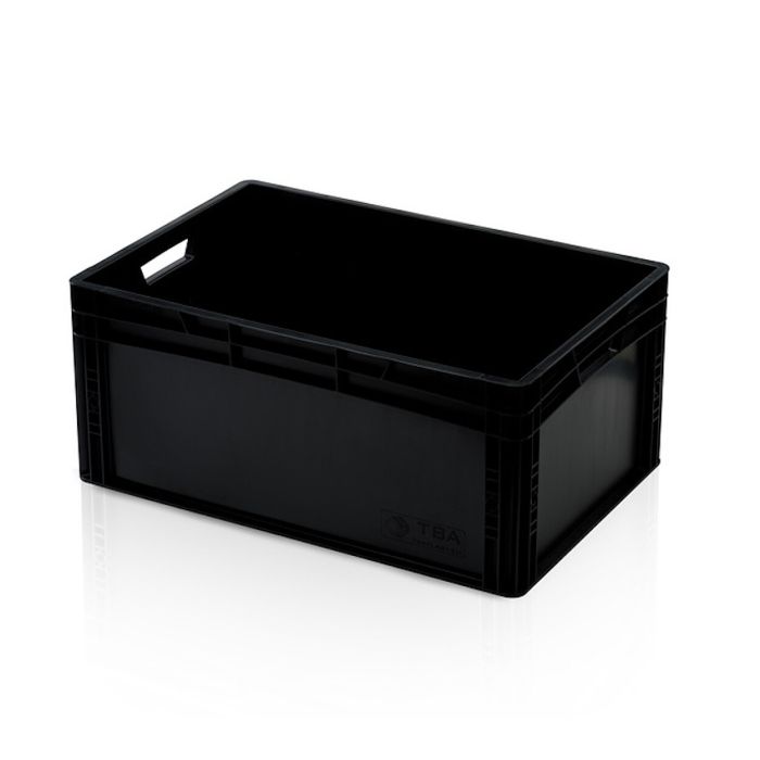 Stapelbarer Behälter 60x40x27cm, Inhalt 54 Liter, schwarz, RE-PP, NORAH Plastics