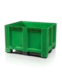 Grüne Palettenbox 120x100x78cm, 3 Kufen, Inhalt 610 Liter, HDPE, NORAH Plastics