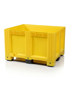 Gelbe Palettenbox 120x100x78cm, 3 Kufen, Inhalt 610 Liter, HDPE, NORAH Plastics