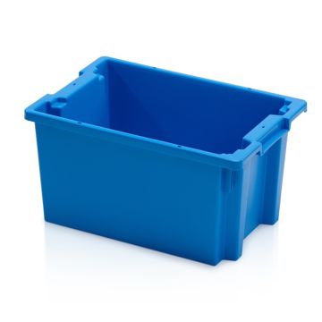 Drehstapelbehälter - Geschlossen, 60x40x30cm - Blau, 50 Liter, NORAH Plastics