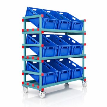 E2-Kisten-Produktionswagen inkl. 9 E2-Kisten blau, NORAH Plastics