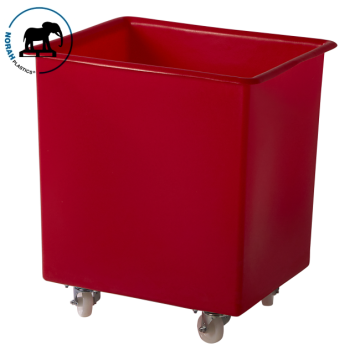 Rollwagen Behälter aus Pe Kunststoff, 135 Liter, Rot, NORAH Plastics