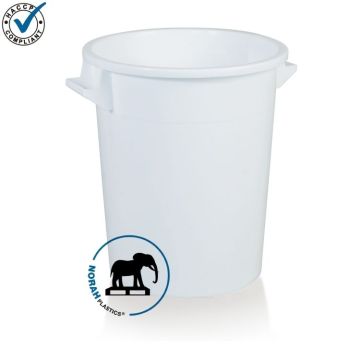 Rundbehälter, Tonne, 75 Liter, HDPE, Weiß, NORAH Plastics
