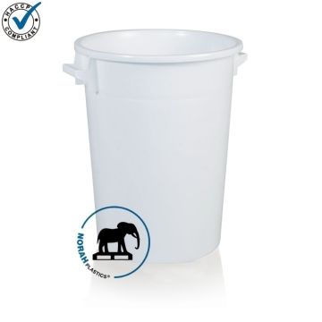 Tonne mit Deckel, Rundbehälter 100 Liter, HDPE Weiss, NORAH Plastics