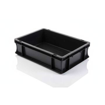 Eurobehälter, Schwarz Euronorm, 40x30x12cm, NORAH Plastics