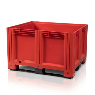 Rote Palettenbox 120x100x78cm, 3 Kufen, Inhalt 610 Liter, HDPE, NORAH Plastics