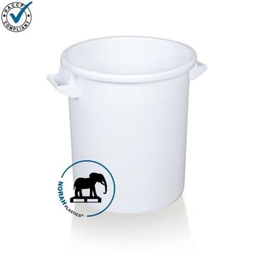 Kunststofftonne 50 Liter, Weiß, HDPE, NORAH Plastics