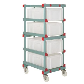 Kunststoff Behälterwagen inkl. 4 StapelBehälter 60x40x20cm, NORAH Plastics