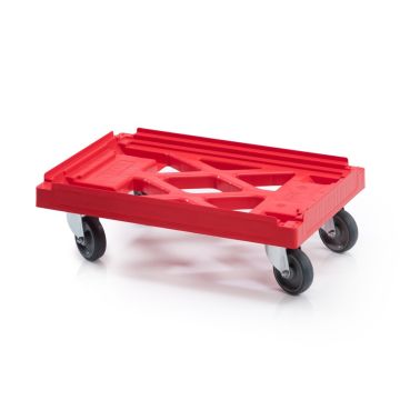 Transportroller mit Gitterdeck, 4 Lenkräder und Gummirädern, NORAH Plastics