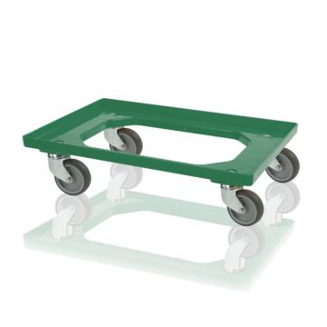 Transportroller mit 4 Lenkrollen und Gummirädern, grün, NORAH Plastics