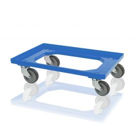 Transportroller mit 4 Lenkrollen und Gummirädern, Blau, NORAH Plastics