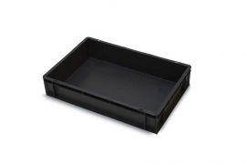 Euro-Stapelbehälter, 60x40x12cm, Inhalt 20 Liter, Schwarz, NORAH Plastics