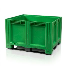 Grüne Palettenbox 120x100x78cm, 3 Kufen, Inhalt 610 Liter, HDPE, NORAH Plastics