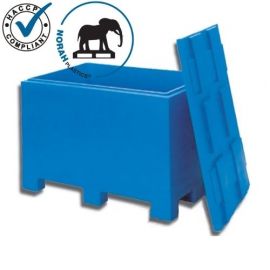 Isolierte Palettenbox inkl. Deckel, 120x80x85cm mit 9 Fuße, Inhalt 450 Liter, NORAH Plastics