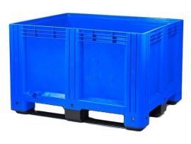 Paletten-Behälter 120x100x78cm, 3 Kufen, Blau Inhalt 610 Liter, NORAH Plastics