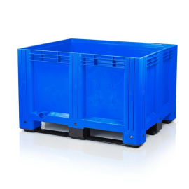 Paletten-Behälter 120x100x78cm, 3 Kufen, Blau Inhalt 610 Liter, NORAH Plastics