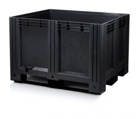Großbox 120x100x78cm, 3 Kufen, Schwarz, Inhalt 610 Liter, NORAH Plastics