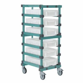 Kunststoff Eurokasten-Etagenwagen, inkl Stapelbehälter 60x40x12cm, NORAH Plastics