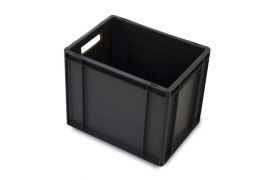 Schwarze Euro-Stapelbehälter, 40x30x32,5cm, Inhalt 30 Liter, NORAH Plastics