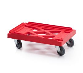 Transportroller mit Gitterdeck, 4 Lenkräder und Gummirädern, NORAH Plastics